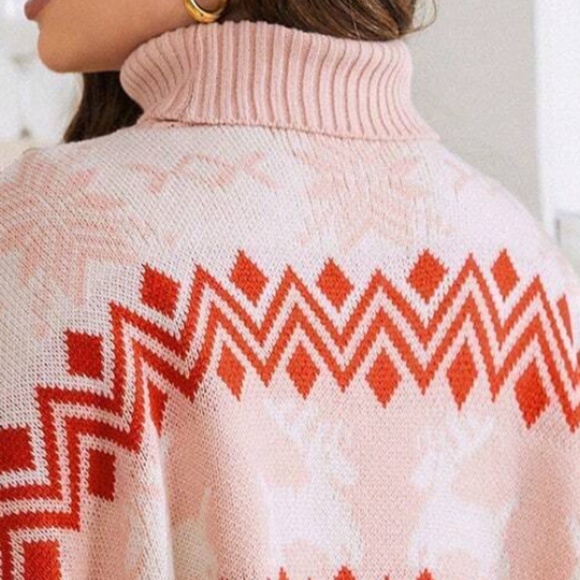 Plus  Christmas Holiday Reindeer Snowflake Print Oversized Sweater - Picture 4 of 6